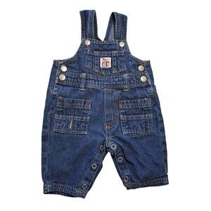 Vtg Baby Denim Overalls Jack-In-The-Box Patch & Snap Closures Boys 0/3 Months